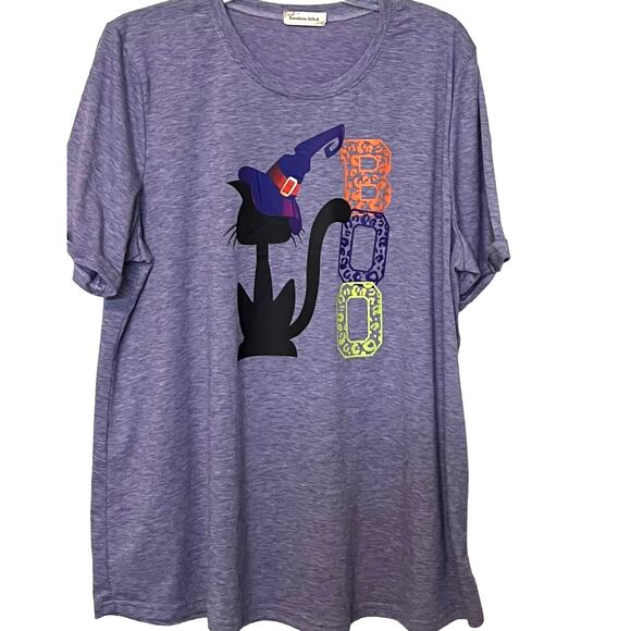 SOUTHERN STITCH SHORT SLEEVE FALL-HALLOWEEN CASUAL T-SHIRT, WOMENS, XL, PURPLE - Picture 1 of 9